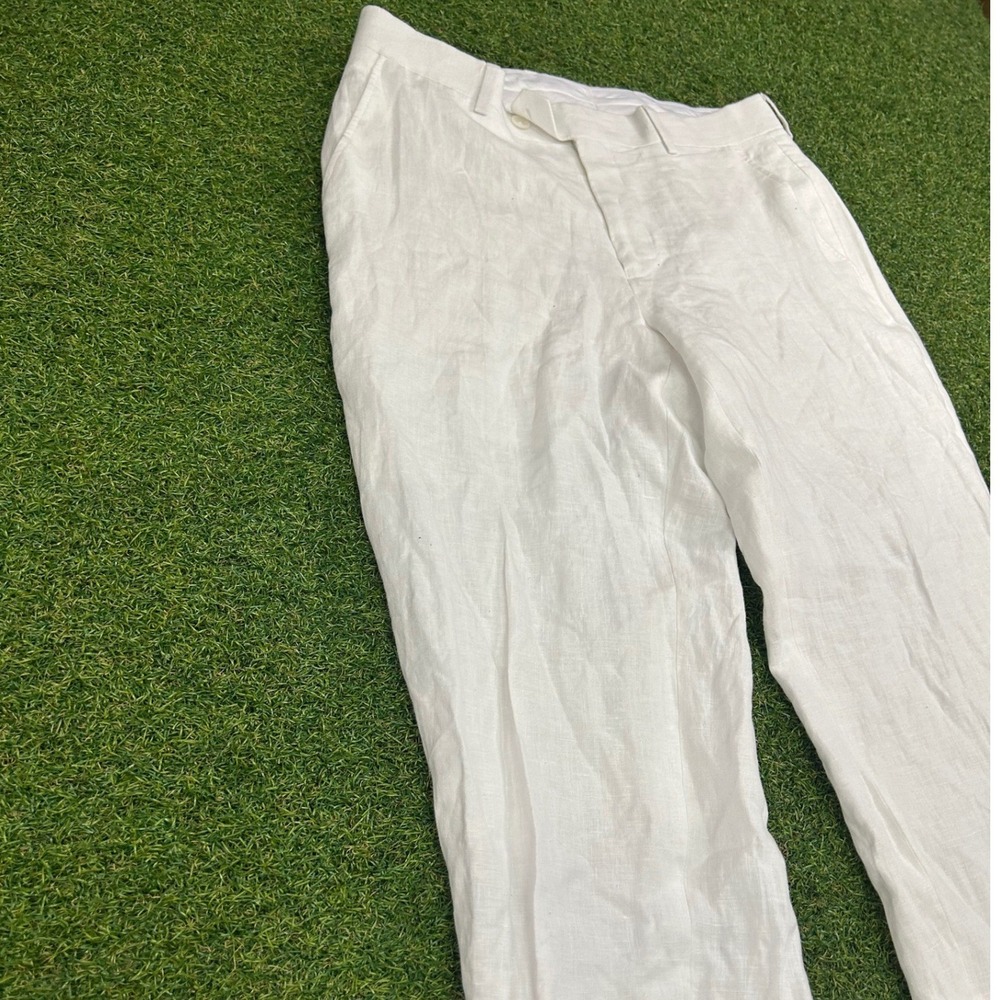 Bar III Mens 30x32 Slim Fit 100% Linen Dress Pants White Summer Trousers - Picture 2 of 7